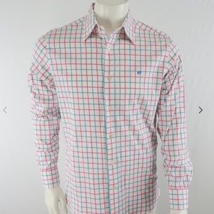 Southern Tide Button Up Shirt Mens XL White Pink Blue - Great Condition